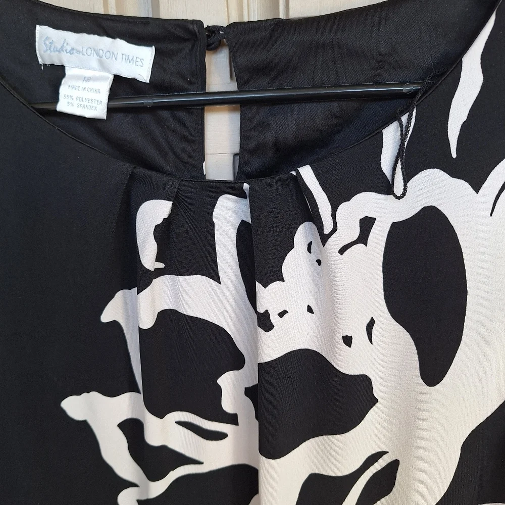 My Favorite Dress! Stuudio London Times Blk/Wht Sz12 Cap Sleeves Poly/Spandex - Picture 5 of 8